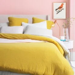 Housse De Couette Double Gaze De Coton Bio Curry Lila