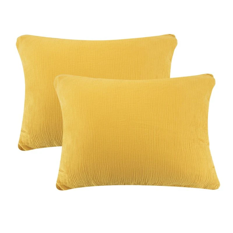 Lot De 2 Taies Double Gaze De Coton Bio Curry Lila – Image 2