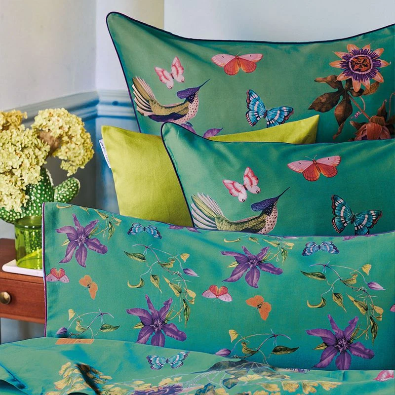Taie D'oreiller Satin De Coton 120 Fils/cm² Emeraude Passiflore – Image 4