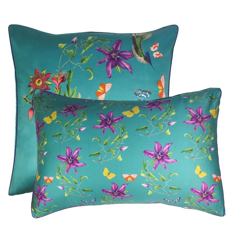 Taie D'oreiller Satin De Coton 120 Fils/cm² Emeraude Passiflore – Image 3