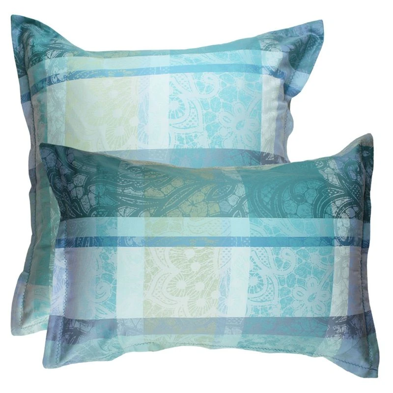 Taie D'oreiller Satin De Coton Turquoise Mille Dentelles – Image 3