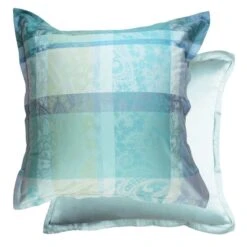 Taie D'oreiller Satin De Coton Turquoise Mille Dentelles