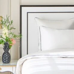 Housse De Couette Satin De Coton 120 Fils/cm² Bleu Suite Grand Luxe