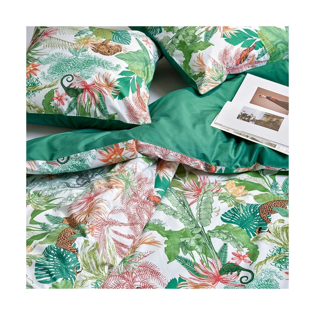 Lot H.couette +taies Percale De Coton 80 Fils/cm² Jungle Rainforest – Image 2