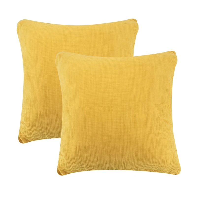 Lot De 2 Taies Double Gaze De Coton Bio Curry Lila