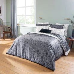 Housse De Couette Percale De Coton 80 Fils/cm² Marine Guipures