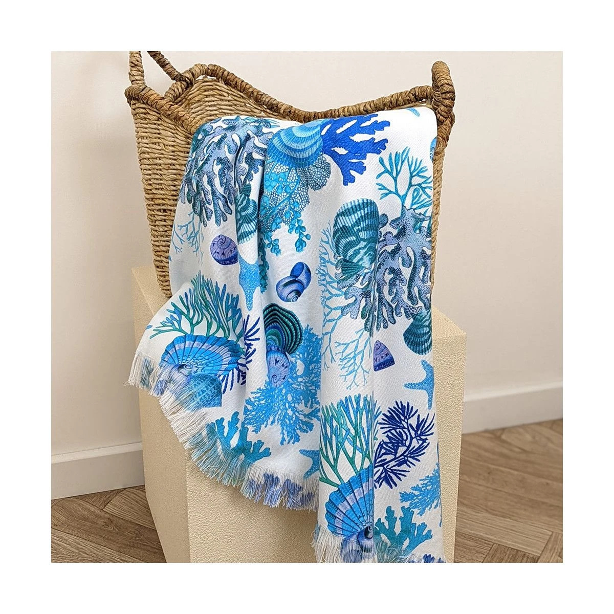 Fouta Pur Coton 340 G/m² Blue Seashell – Image 3