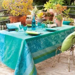 Nappe Jacquard Pur Coton Mille Alocasias