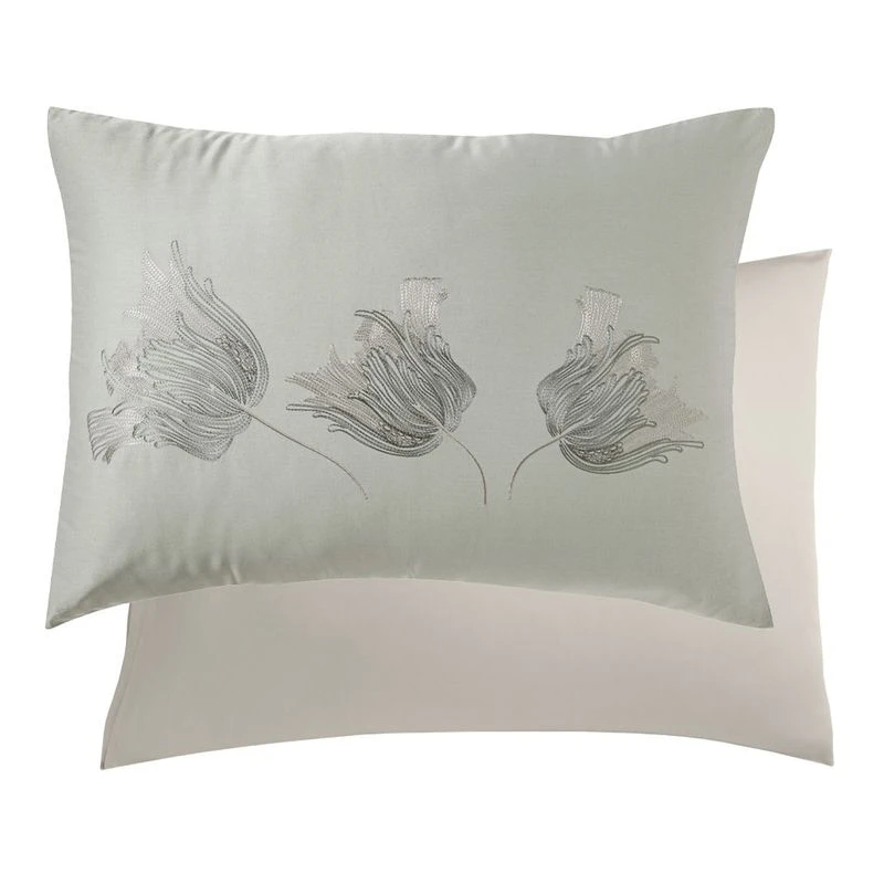 Taie D'oreiller Satin De Coton 120 Fils/cm² Jade Tulipes – Image 3