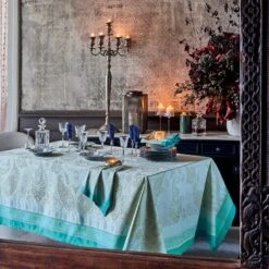 Nappe Anti Tache Pur Coton Bleu Pondichery