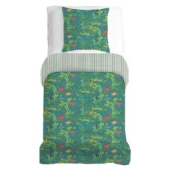 Lot H.couette +1taie Pur Coton Les Dinosaures