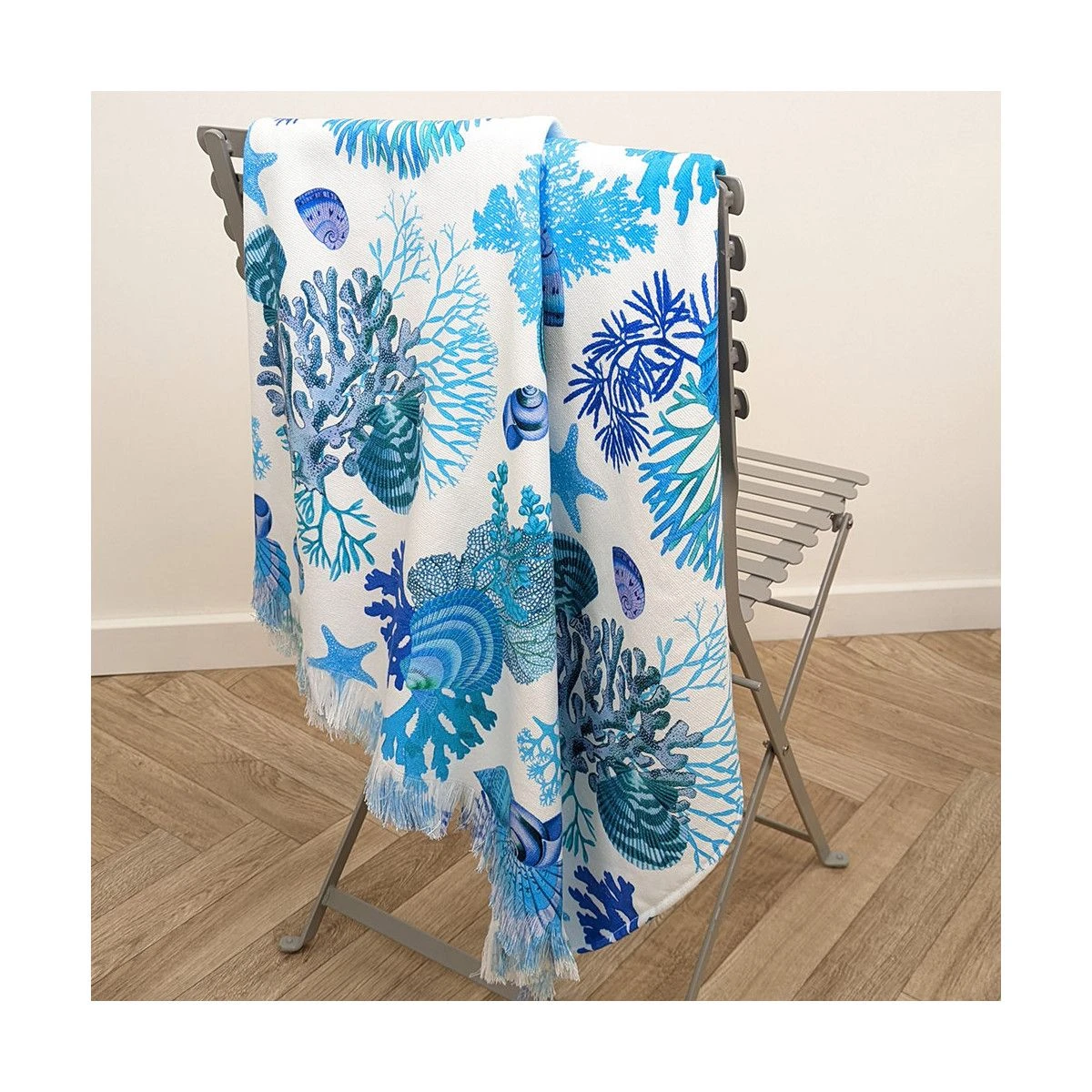 Fouta Pur Coton 340 G/m² Blue Seashell – Image 2