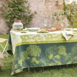 Nappe Jacquard Pur Coton Mille Hortensias