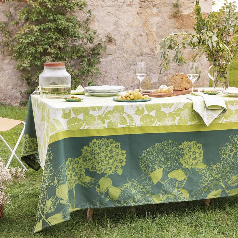 Nappe Jacquard Pur Coton Mille Hortensias