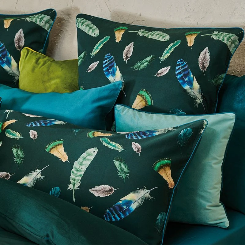 Taie D'oreiller Satin De Coton 120 Fils/cm² Green Feathers – Image 2