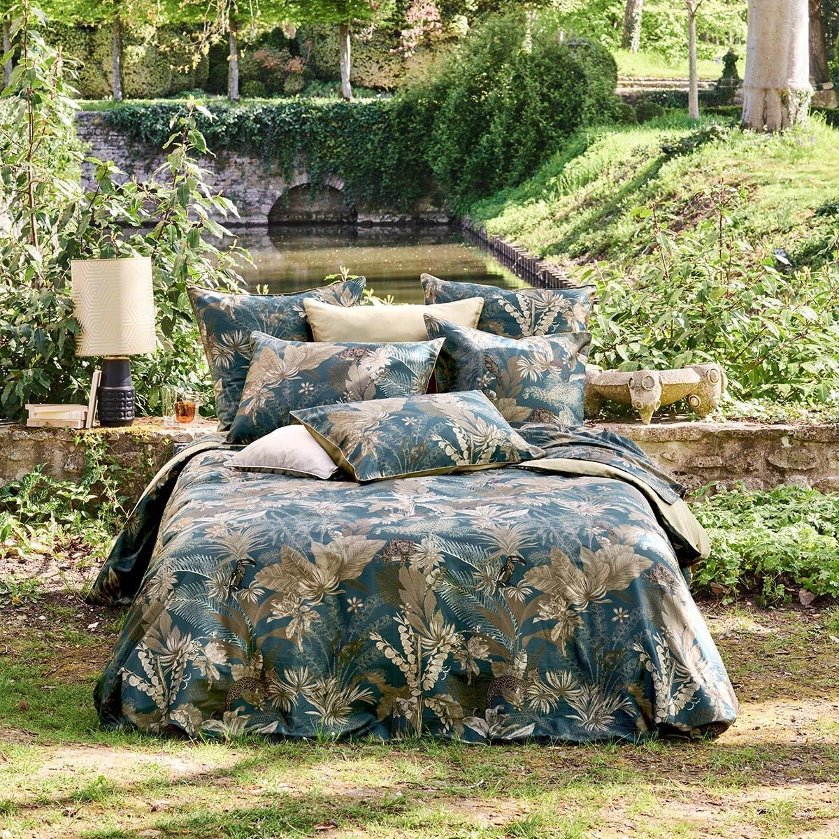 Taie D'oreiller Satin De Coton 120 Fils/cm² Bleu Dore Rainforest – Image 4