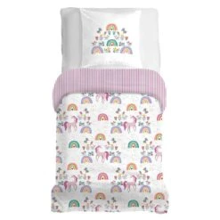 Lot H.couette +1taie Pur Coton Licornes