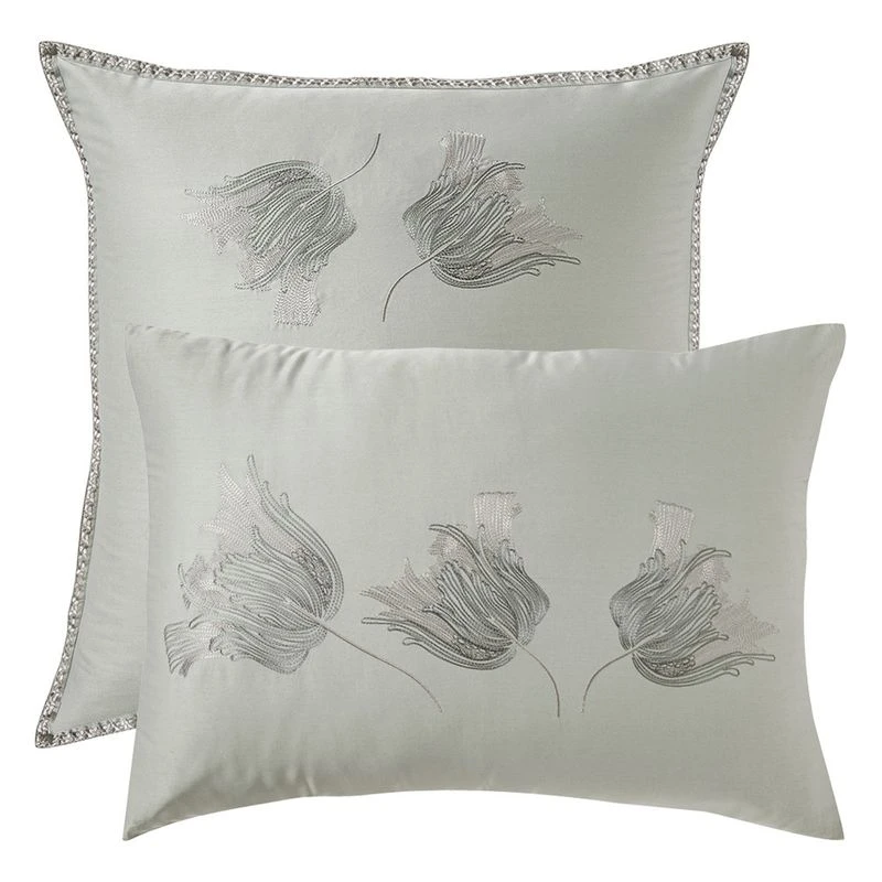 Taie D'oreiller Satin De Coton 120 Fils/cm² Jade Tulipes