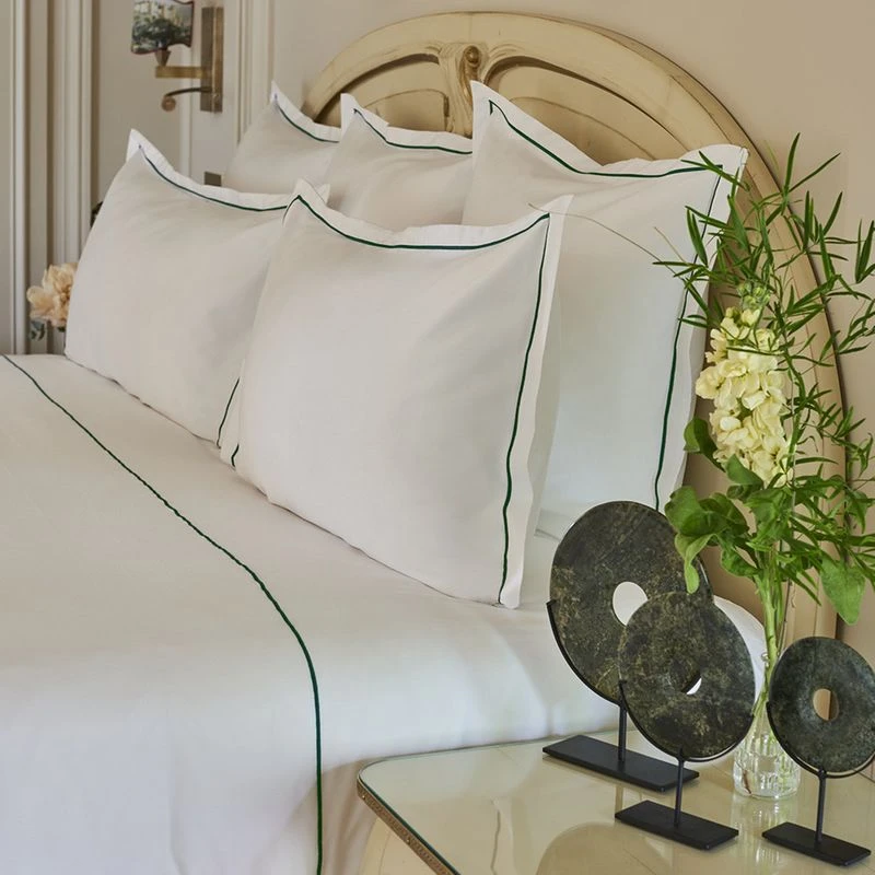 Lot H.couette +taies Satin De Coton 120 Fils/cm² Vert Bleu Palace Bourdon – Image 7