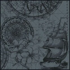 Serviette Pur Coton Anthracite Rose Des Vents