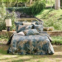 Housse De Couette Satin De Coton 120 Fils/cm² Bleu Dore Rainforest