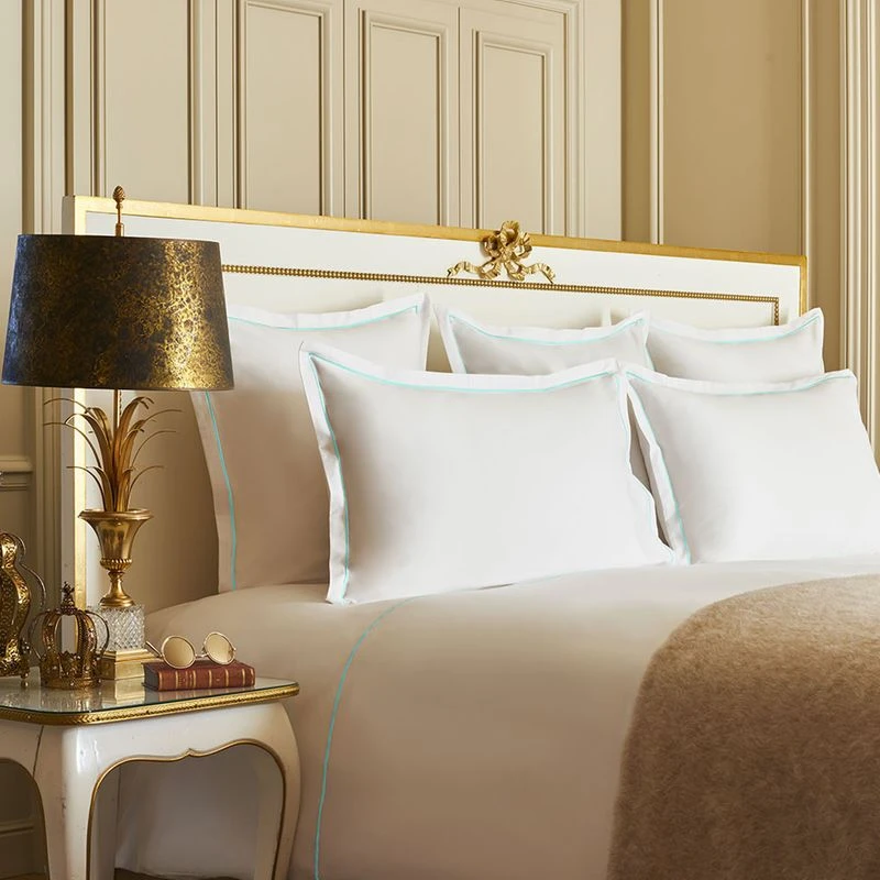 Lot H.couette +taies Satin De Coton 120 Fils/cm² Vert Bleu Palace Bourdon – Image 8