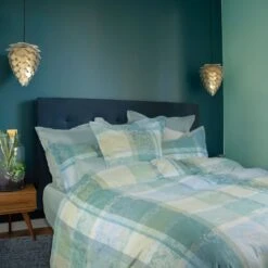 Housse De Couette Satin De Coton Turquoise Mille Dentelles