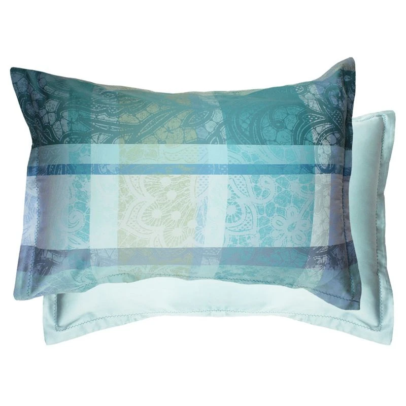 Taie D'oreiller Satin De Coton Turquoise Mille Dentelles – Image 2